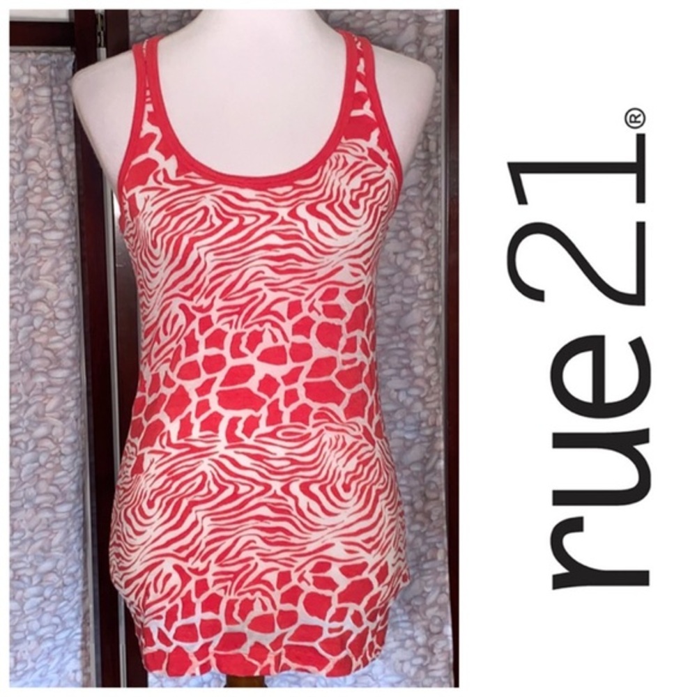 rue21 red and white racer back tank top.